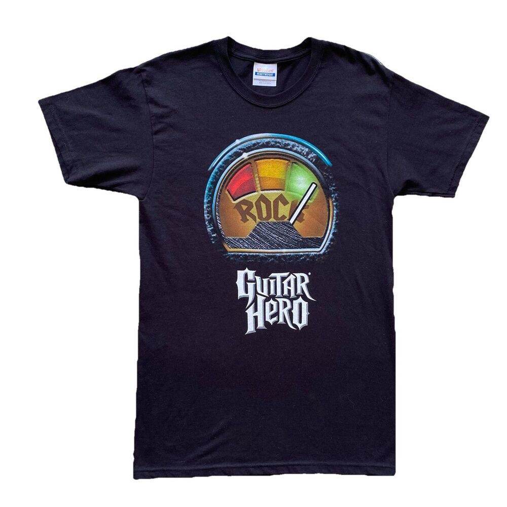 Y2K Guitar Hero T Shirt Small I Rock Vintage Video Game Gamer Black 00s